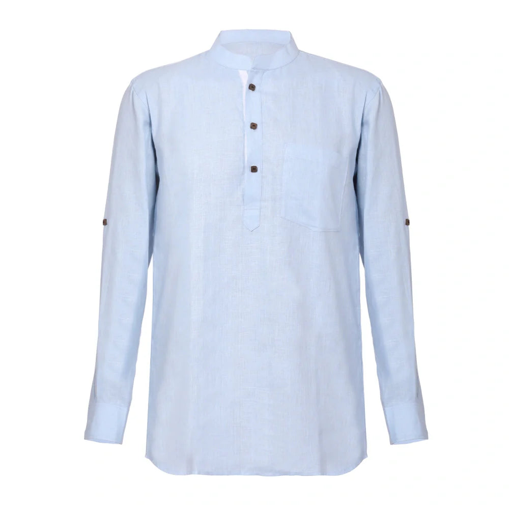 The Label GAIA Men Solid Hemp Short Kurta