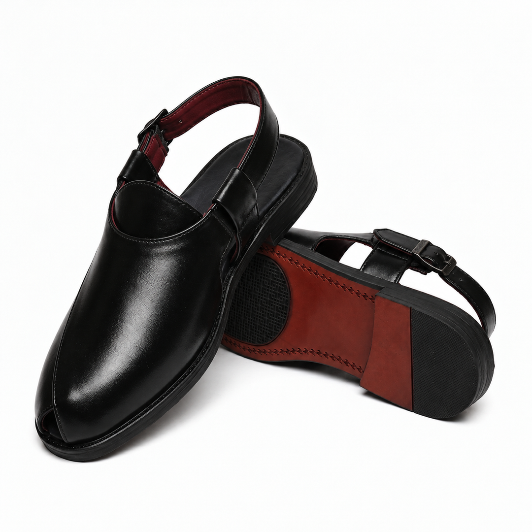 Utsav Black Peshawari Sandal