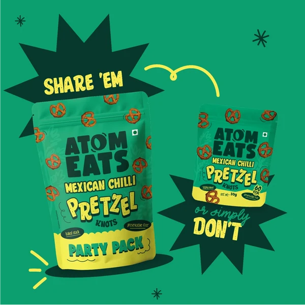 Atom Eats Mexican Chilli Pretzels | Oven-Baked Mini Knots | Pack of 4
