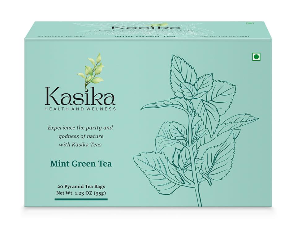 Kasika Mint Green Tea Leaves in Pyramid Tea Bags