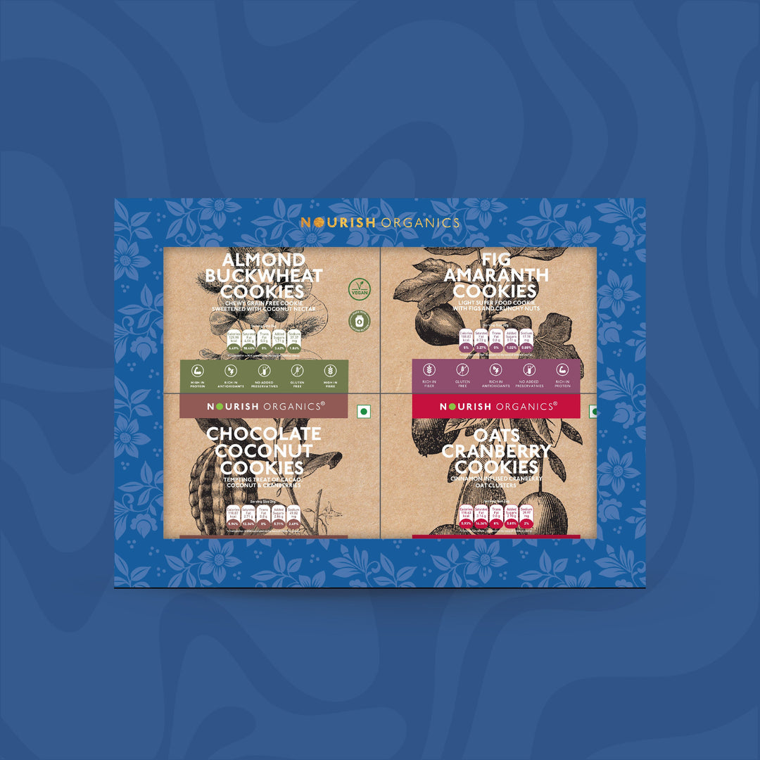 NOURISH ORGANICS Holiday Superfood Cookies Box | Healthy Gifting Pack of 4