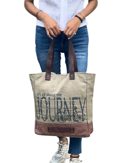 Mona B Women Canvas Tote |Shoulder | Hand Bag For Shopping, Travel and, Grocery (All about the Journey)