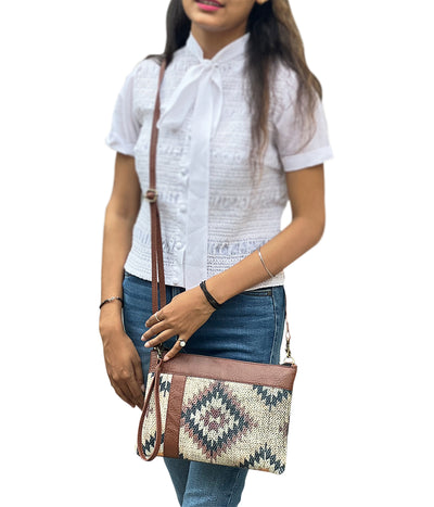 Mona B - Small Canvas Messenger Crossbody Bag | Wristlet Bag with Stylish Design for Women: Medallion