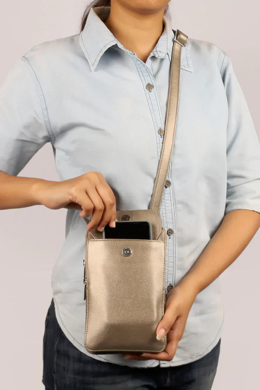 Vertical Vegan Leather Mobile Pouch