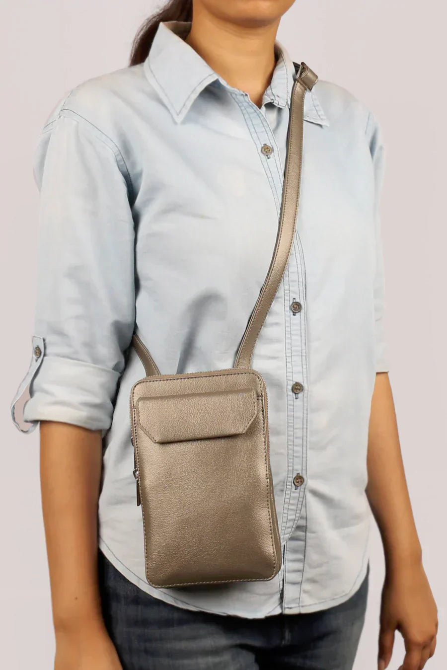 Vertical Vegan Leather Mobile Pouch