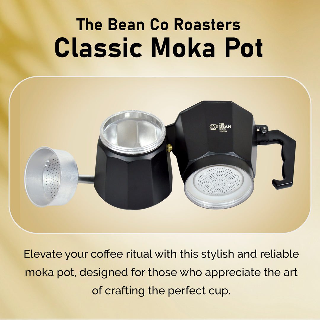 The Bean Co Roasters Classic Moka Pot | Aluminium | Stovetop | Espresso Coffee Maker