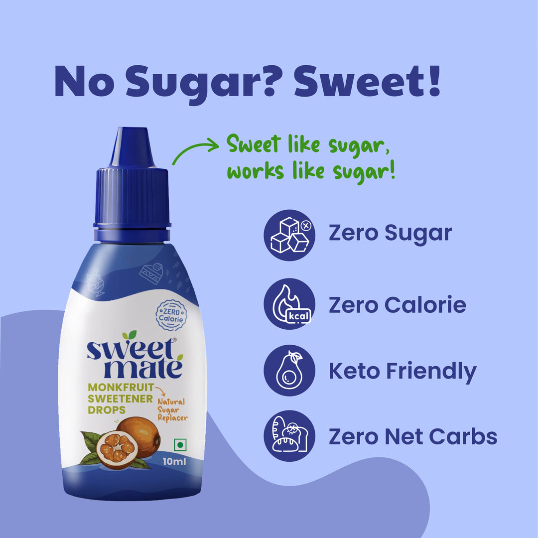 Sweetmate Monk Fruit Drops 10ml Zero Calorie | No Artificial Fillers | Diabetic Friendly