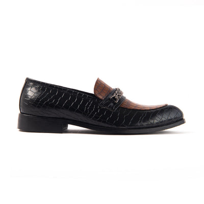Classic Croc Pointed Slip-Ons With chain - Black/Tan