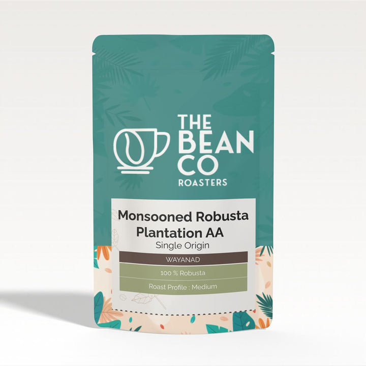 The Bean Co Roasters | Plantation AA Monsooned Robusta Coffee Beans (GI-Tagged), Wayanad Kerala Single Origin | Premium Bold & Full-Bodied | AA Grade 100% Robusta with Rich Aroma & Thick Crema