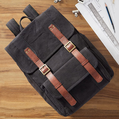 Mona B upcycled canvas back pack for office | school and college with upto 14” laptop/ Mac Book/ tablet: Parker