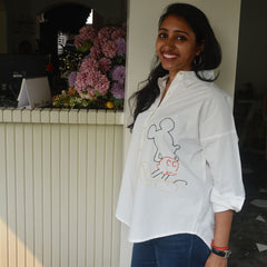 Mouse Embellished Women Shirt - White