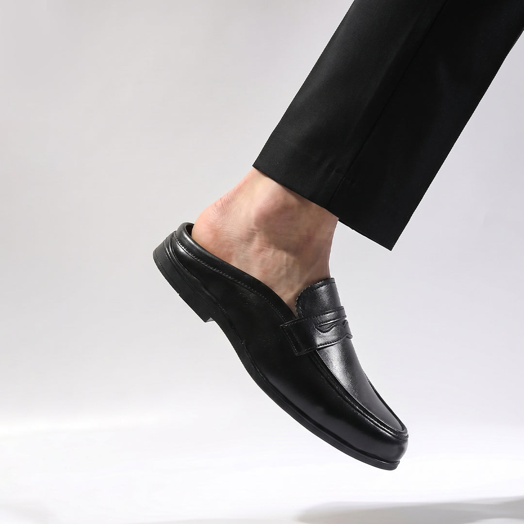 Monkstory Atelier 1930 Penny Loafer Mules – Midnight Black
