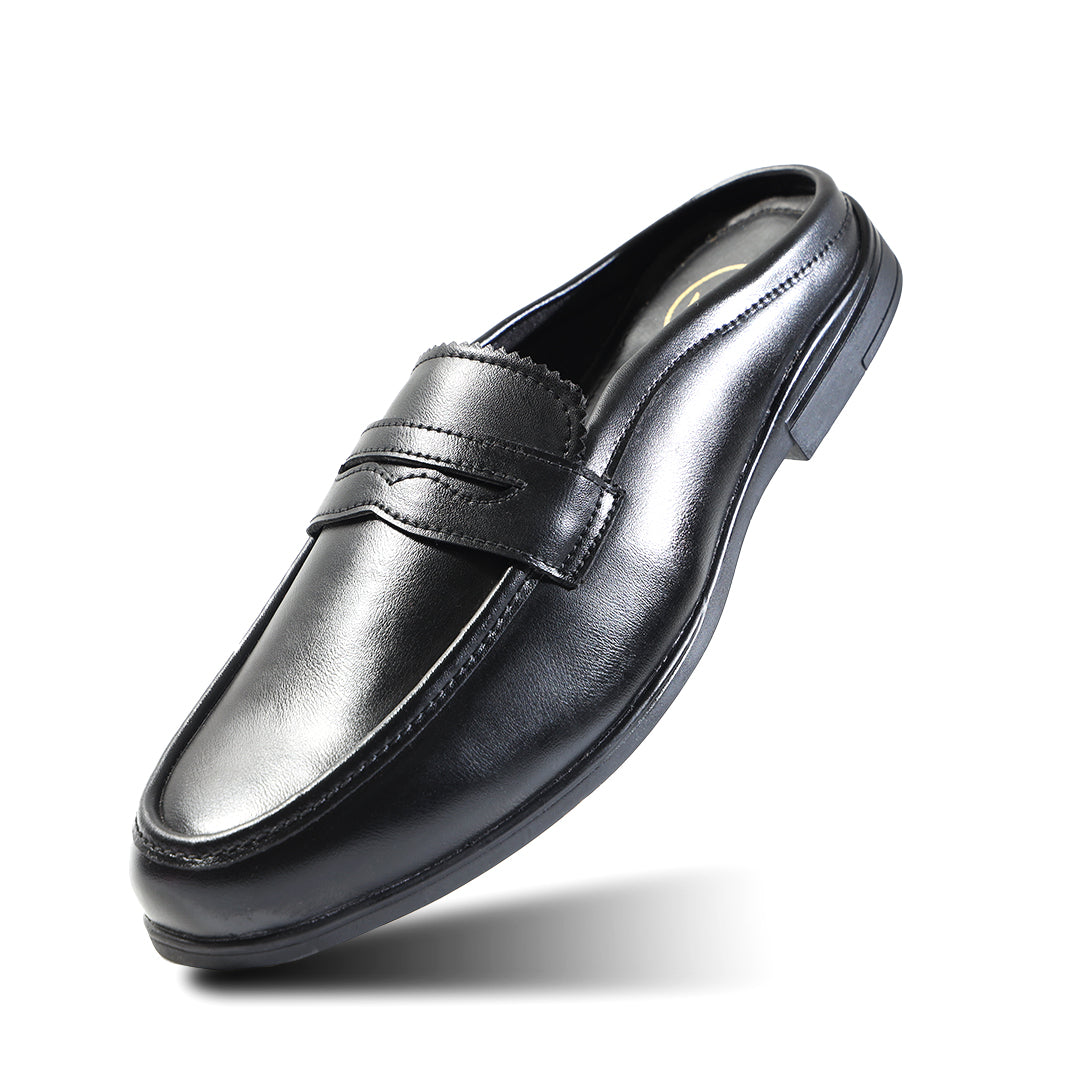 Monkstory Atelier 1930 Penny Loafer Mules – Midnight Black
