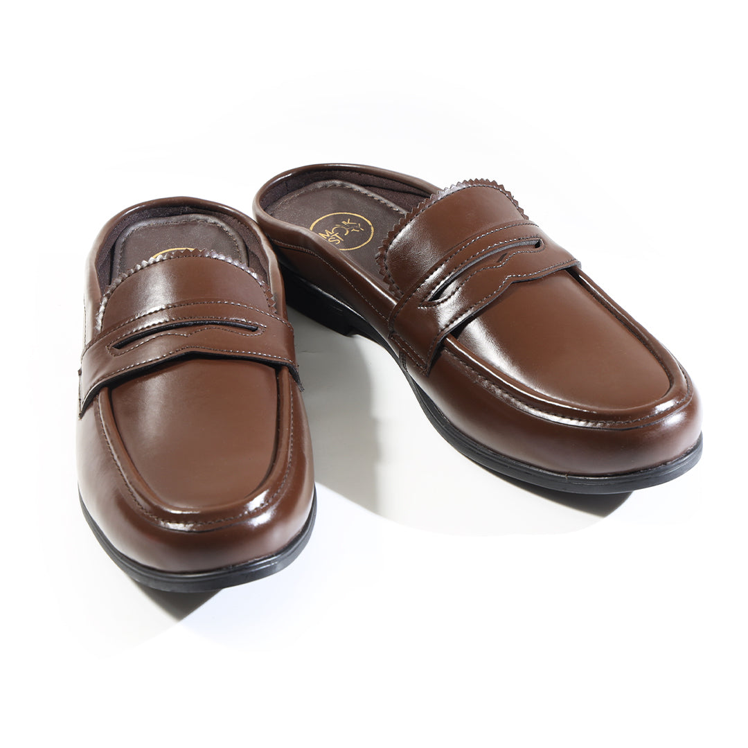 Monkstory Atelier 1930 Penny Loafer Mules – Cognac Brown