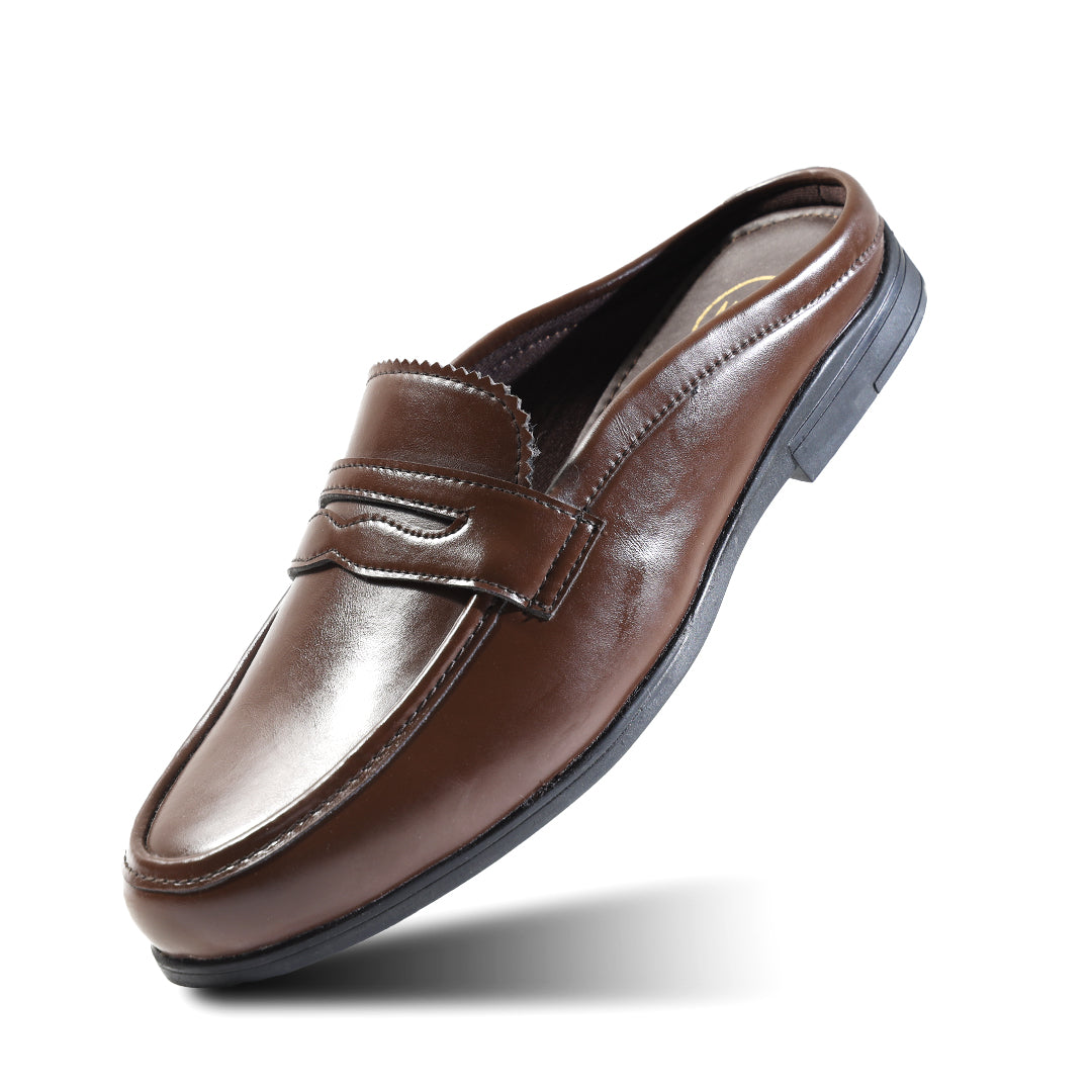 Monkstory Atelier 1930 Penny Loafer Mules – Cognac Brown