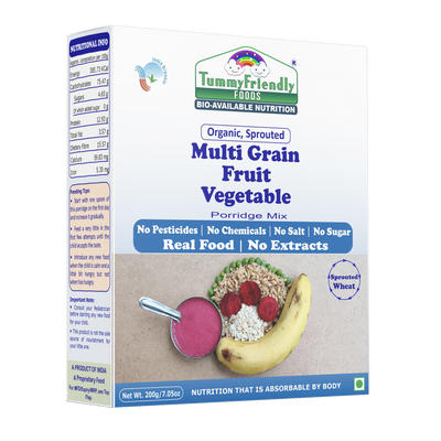 Organic Sprouted Porridge Mixes Combo | Multigrain, Multimillet, Fruits, Vegetables | 200g each (Pack of 4)