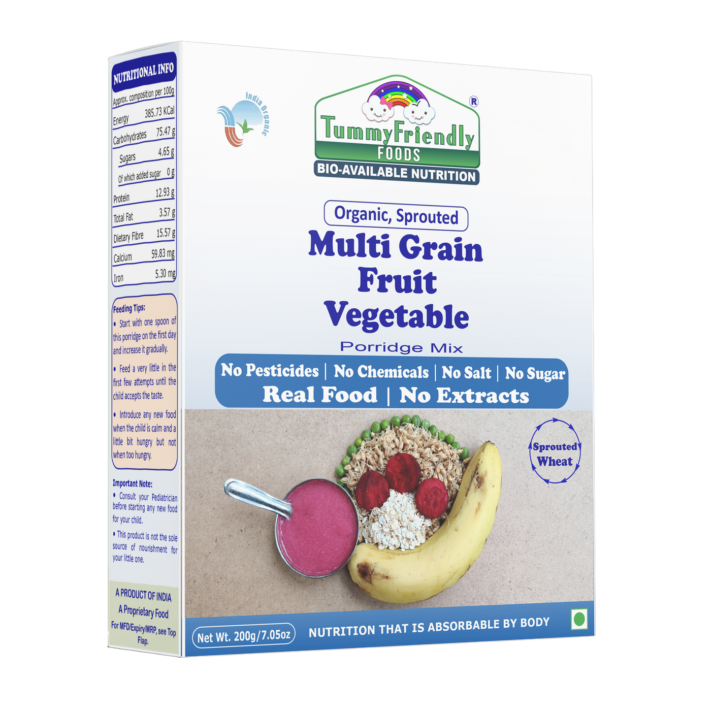 Organic Sprouted Porridge Mixes Combo | Multigrains, Fruits, Vegetables, Nuts | 200g each (Pack of 5)