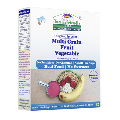 Organic Sprouted Porridge Mixes Combo | Multigrains, Fruits, Vegetables, Nuts | 200g each (Pack of 5)