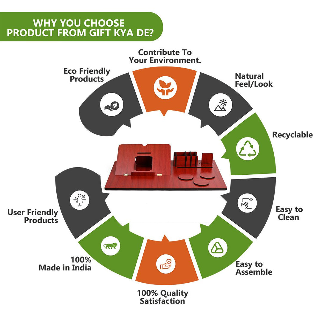 Gift Kya De Lapdesks Premium All-in-one Table top for Laptop Stand with Cooling pad Keyboard and Mouse pad Mobile Stand Stationary Desk Organizers and Coaster Set (All in One)