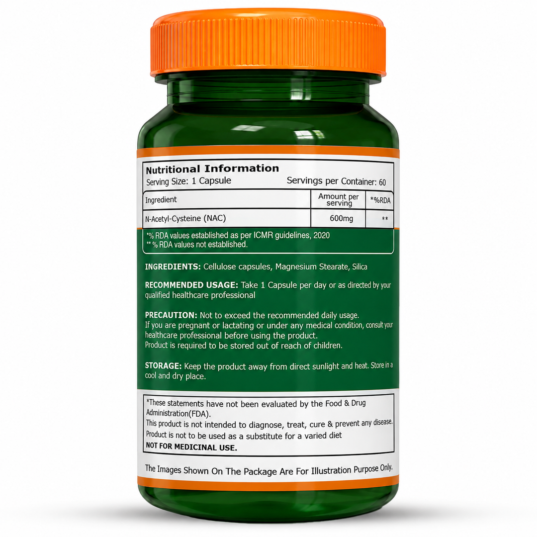 NAC 600mg | N-Acetyl Cysteine Capsules | Antioxidant Support Formula | 60 Veg Tablets
