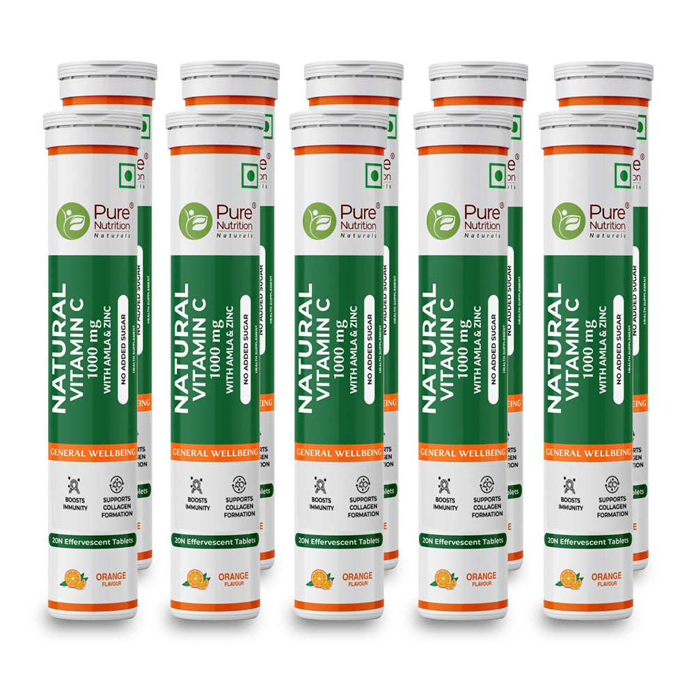 Vitamin C with Amla & Zinc For Immunity & Skin Care |Orange Flavour - 20 Effervescent Tablets