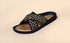 Neeman's Ethnic Cross Strap Sandals : Black
