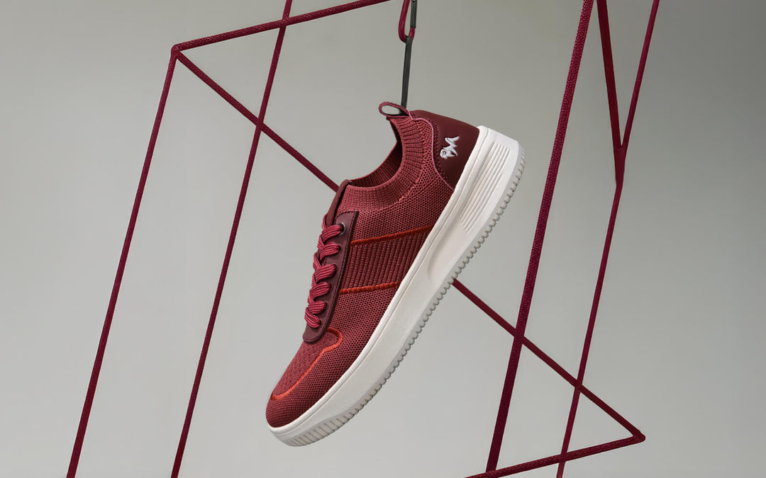 Embroidered Sneakers For Women : Maroon Ivory