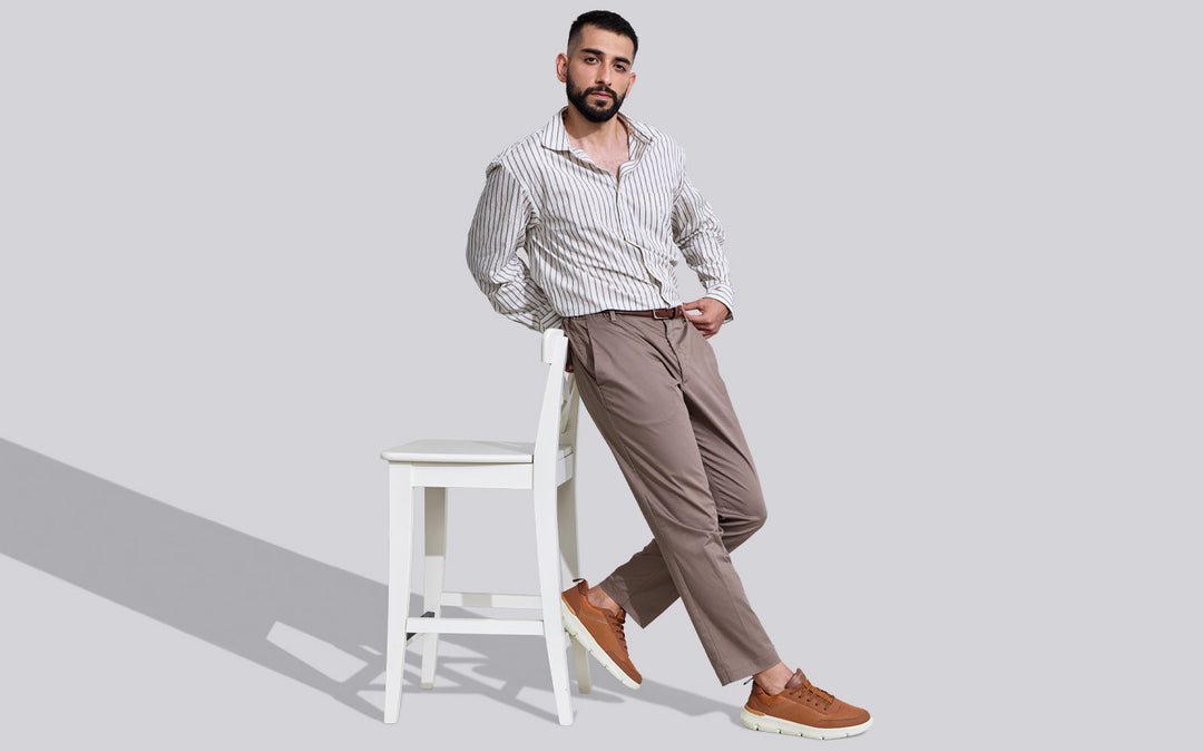 Melange Dress Sneakers : Tan Brown