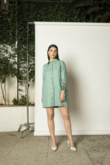 anushé pirani Ruched Sleeves Shirt Dress