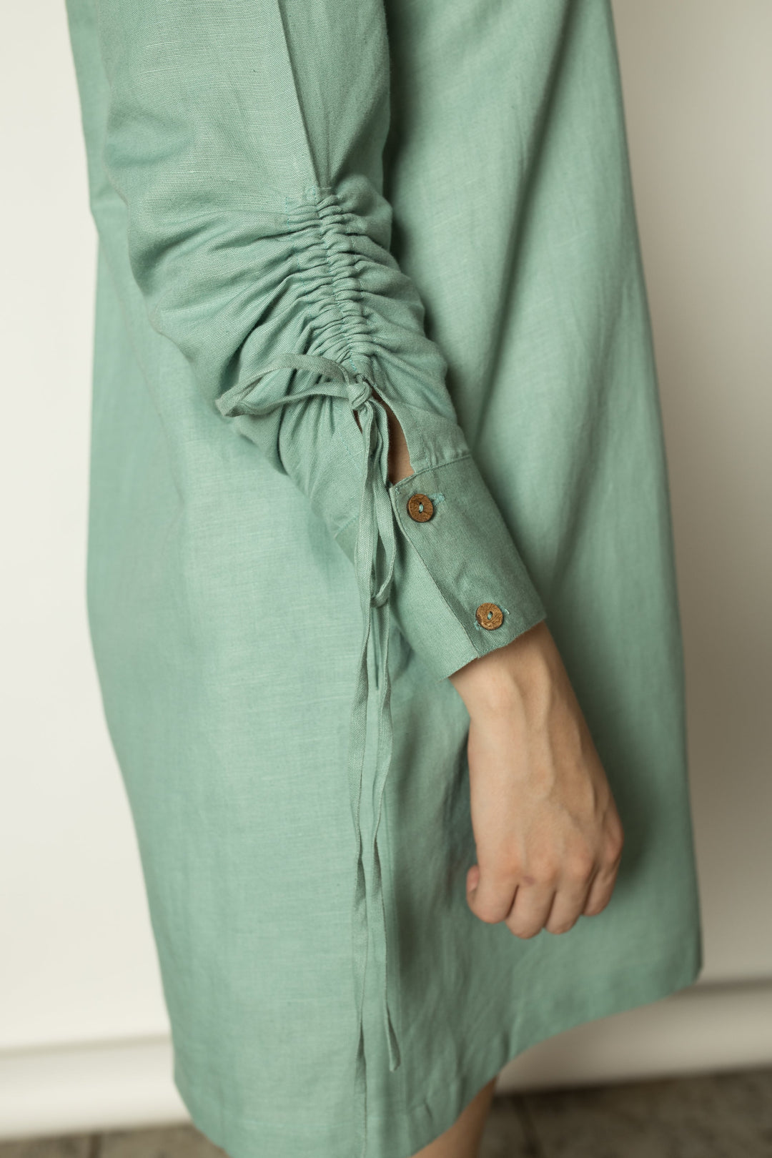 anushé pirani Ruched Sleeves Shirt Dress