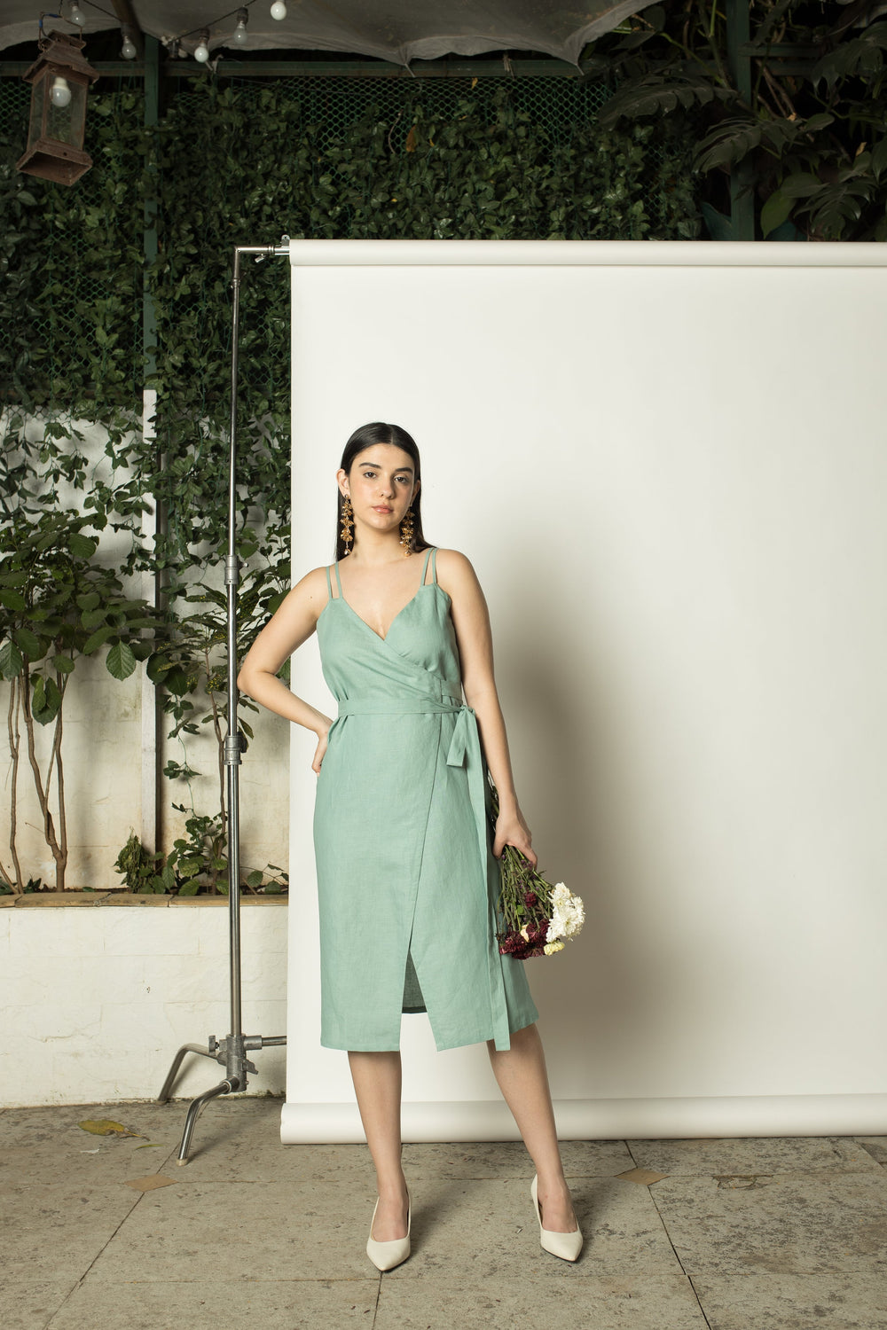 anushé pirani Strappy Wrap-Around Midi Dress