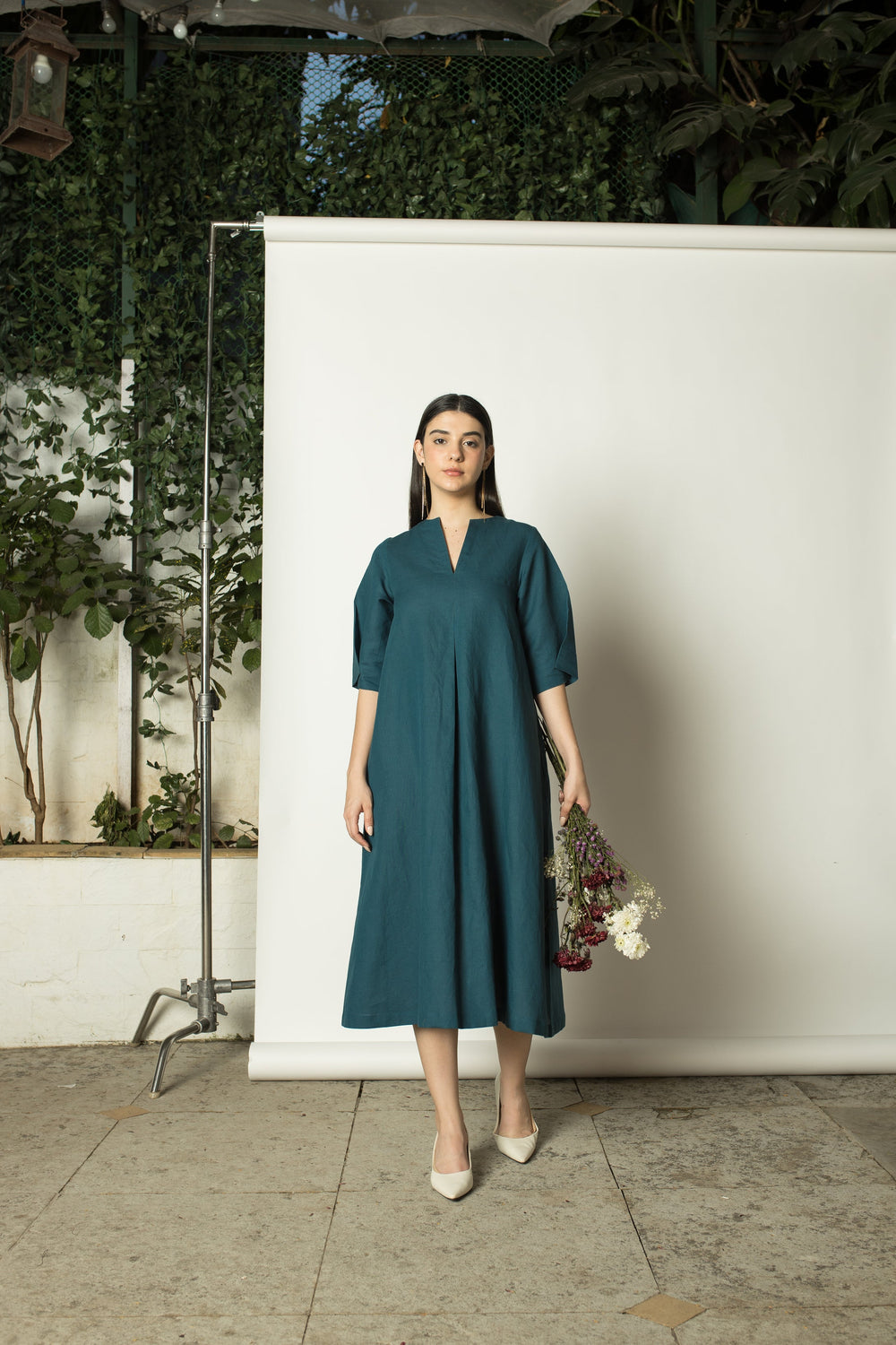 anushé pirani Pleated A-Line Maxi Dress