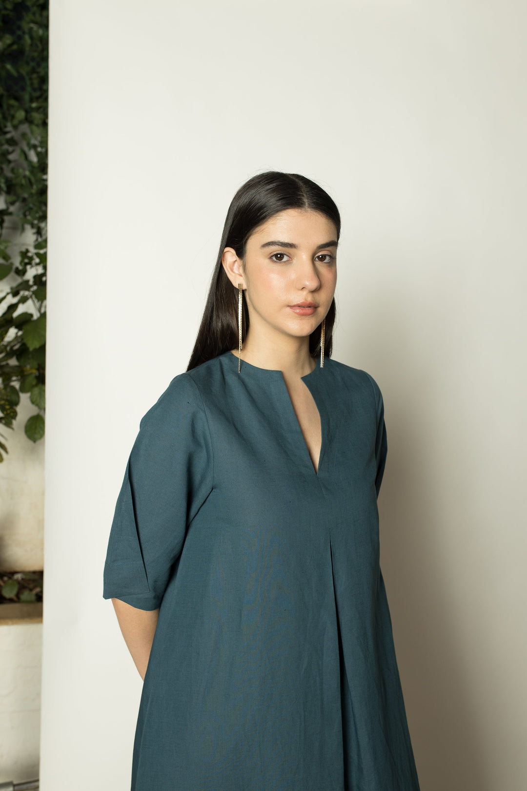 Anushe Pirani Pleated A-Line Maxi Dress