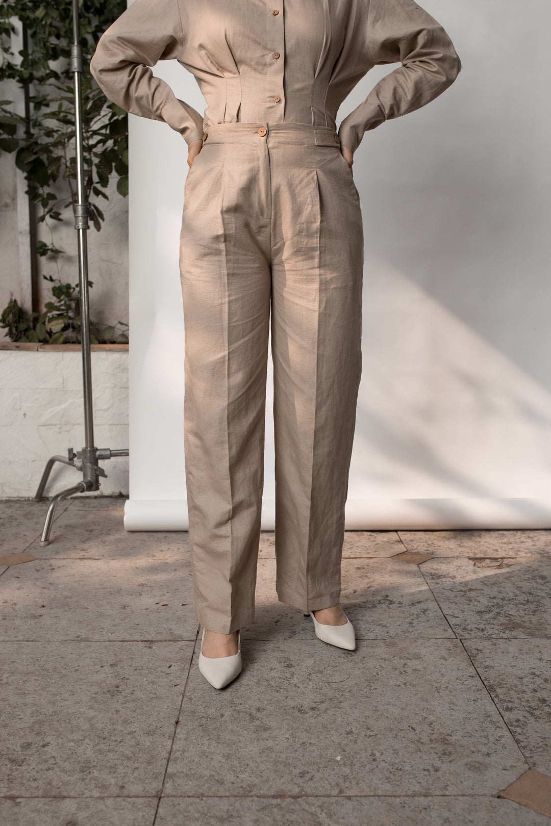 Anushe Pirani Tailored Pleated Pants
