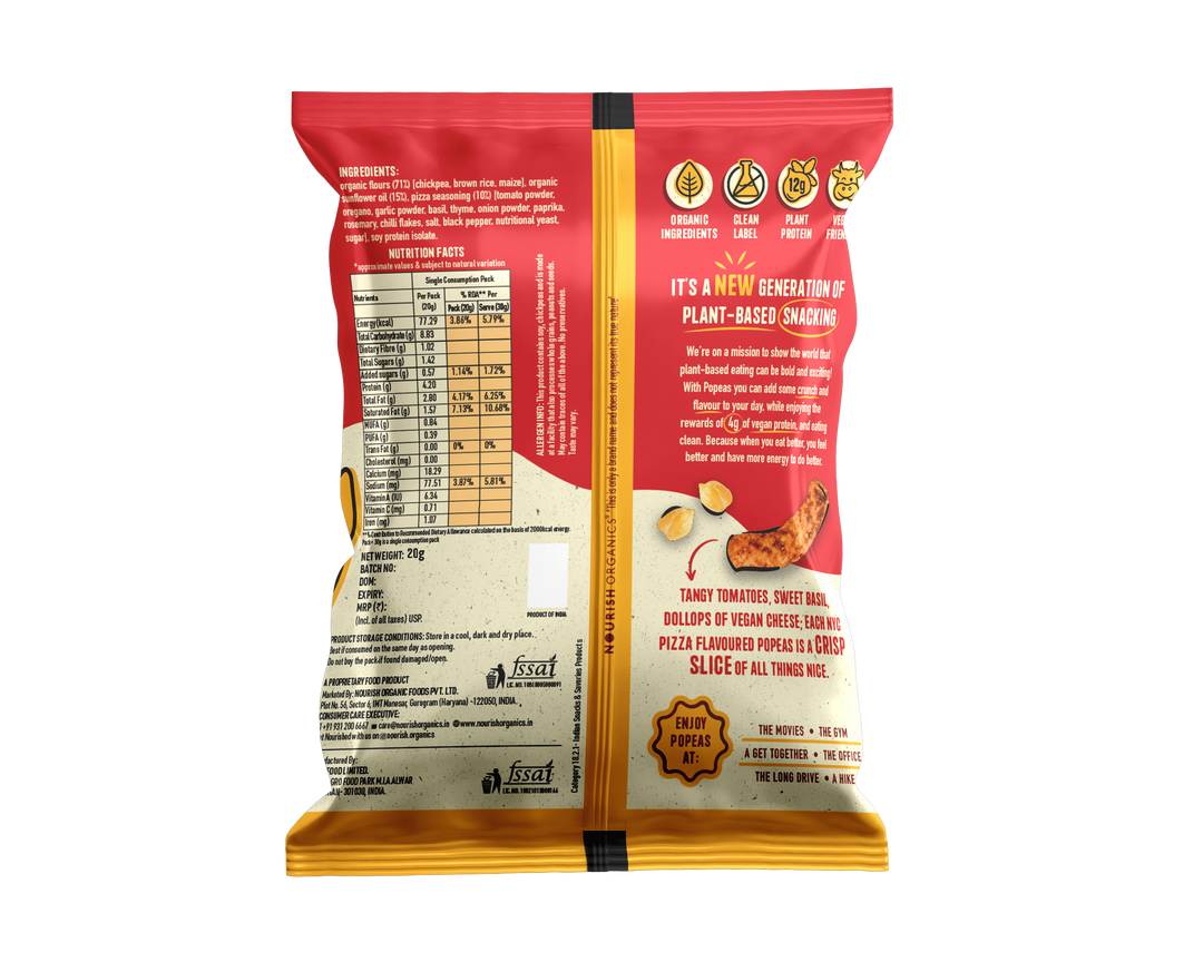 NOURISH ORGANICS NYC Pizza Protein Puffs Mini - Pack of 8 (20G)