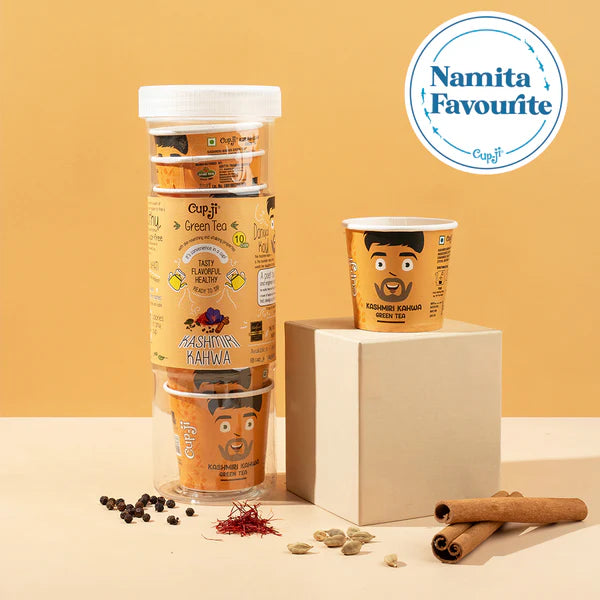 CupJi Kashmiri Kahwa Green Tea 10 Cups Jar
