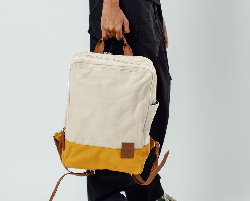 9 to 9 Backpack(Clove,Forest Green,Ivory Clove,Ivory Mustard,Ivory Navy , Ivory Olive,Mustard,Navy)
