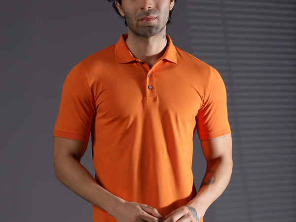 Naturefab Men’s Organic Bamboo Polo Tshirt Majestic Orange