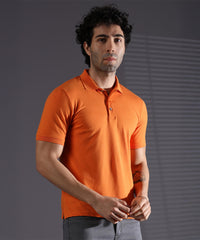 Naturefab Men’s Organic Bamboo Polo Tshirt Majestic Orange
