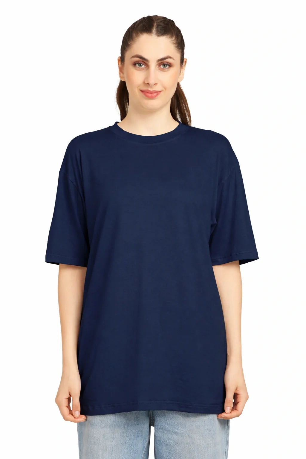 Women Oversized Bamboo Plain T-Shirt – Soft, Breathable & Sustainable | Navy