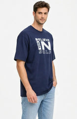 Men Oversized Bamboo T-Shirt Navy – Soft, Breathable & Sustainable