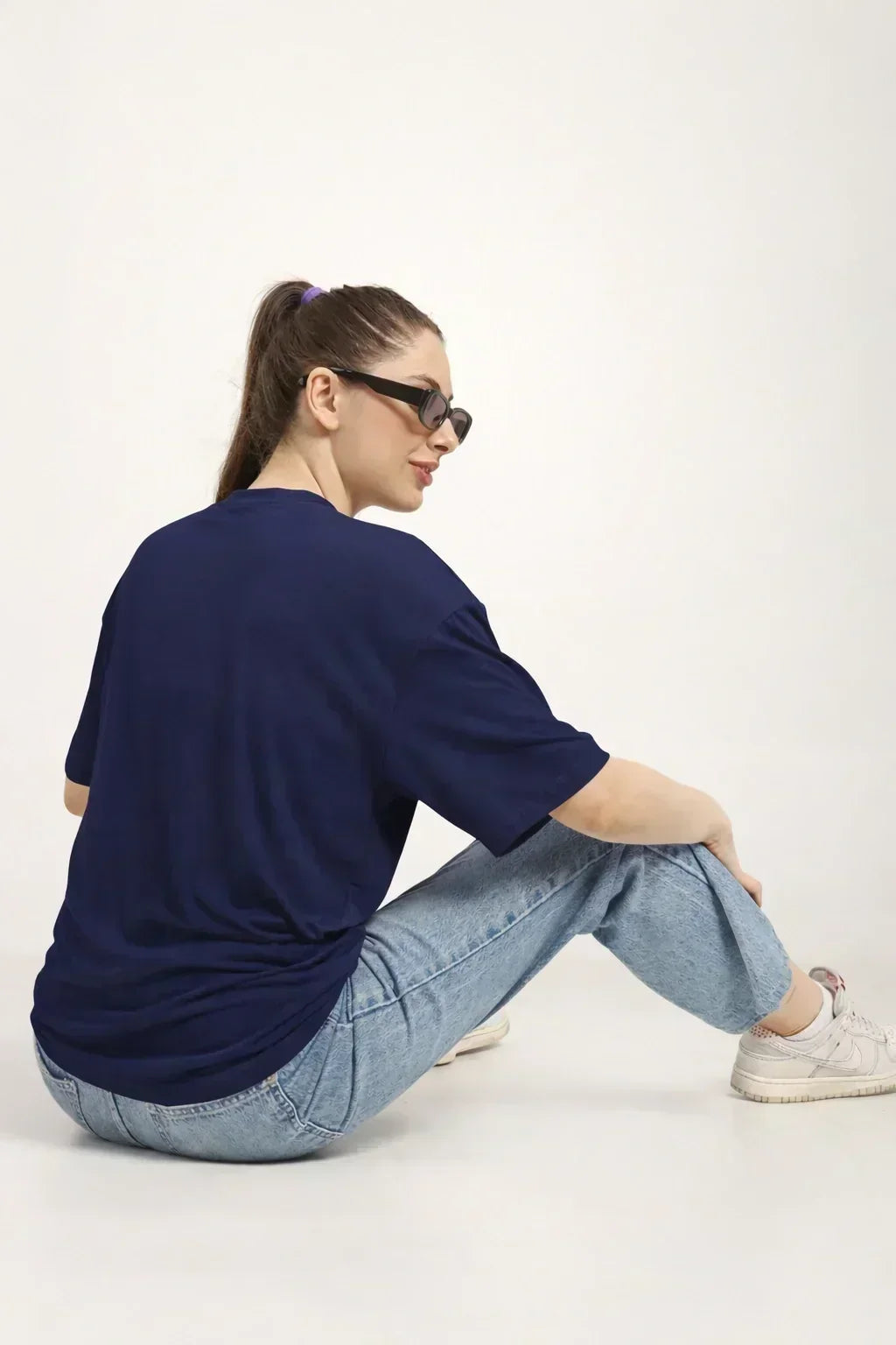 Women Oversized Bamboo Plain T-Shirt – Soft, Breathable & Sustainable | Navy