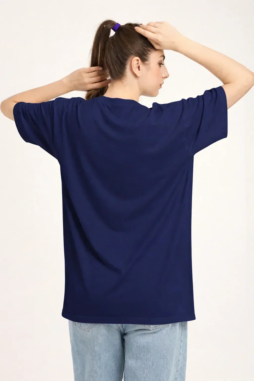 Women Oversized Bamboo Plain T-Shirt – Soft, Breathable & Sustainable | Navy