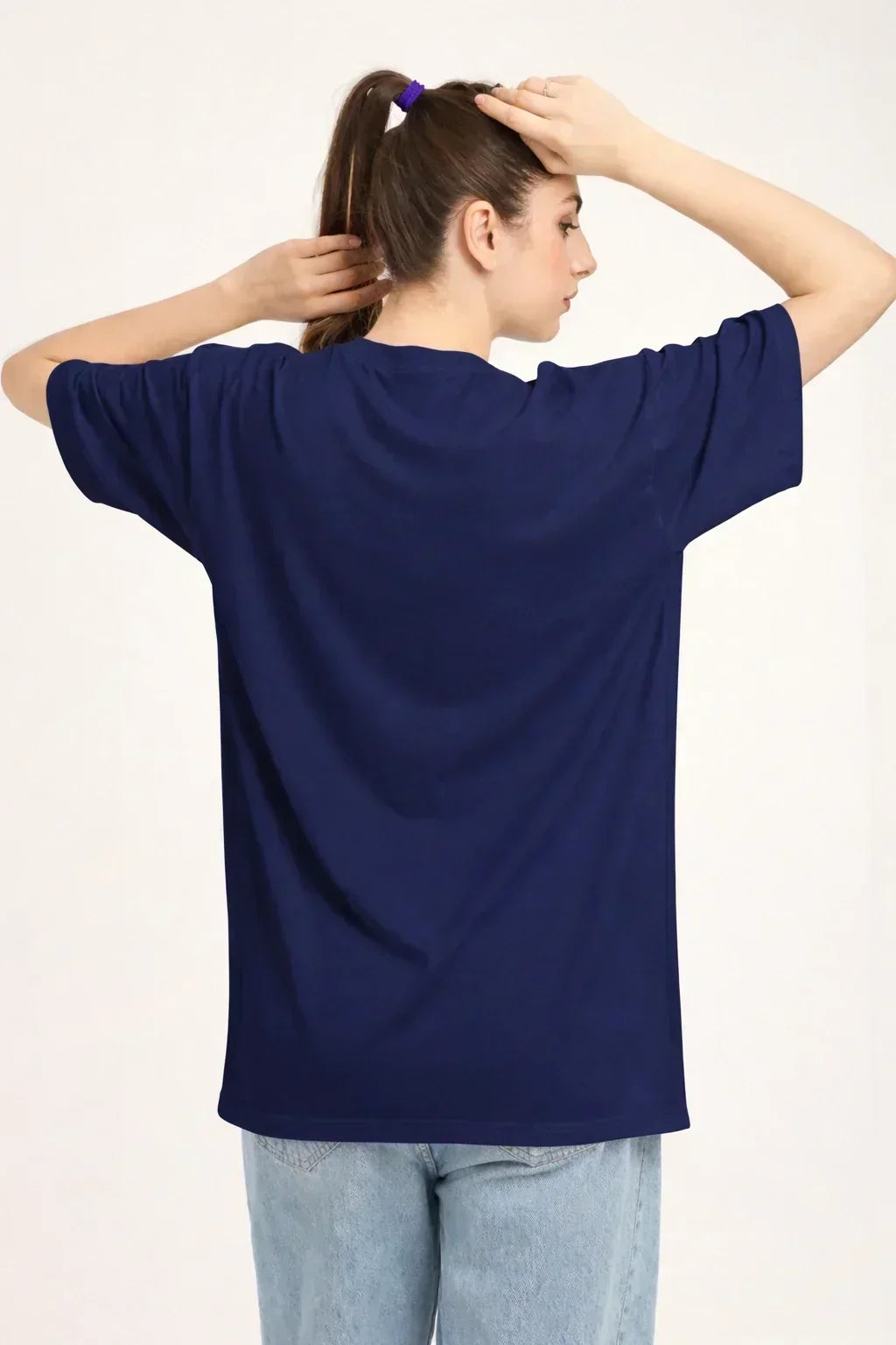 Women Oversized Bamboo Plain T-Shirt – Soft, Breathable & Sustainable | Navy