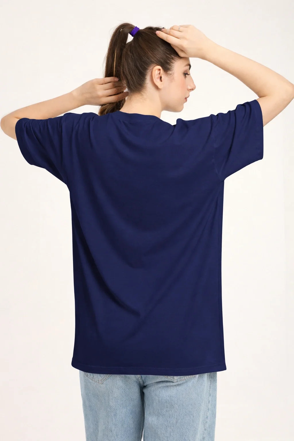 Women Oversized Bamboo Plain T-Shirt – Soft, Breathable & Sustainable | Navy