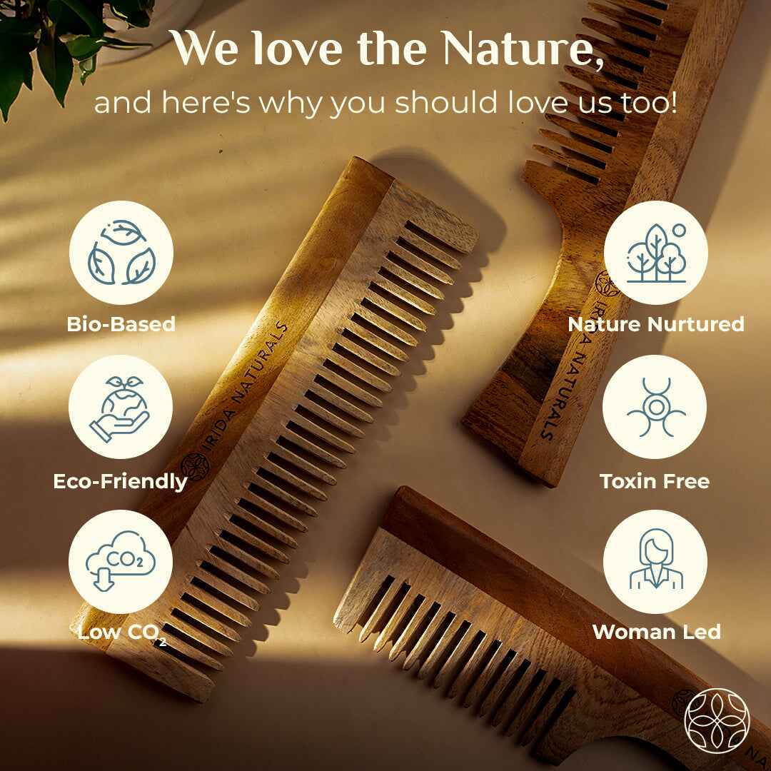 Irida Naturals Neem Wood Combs