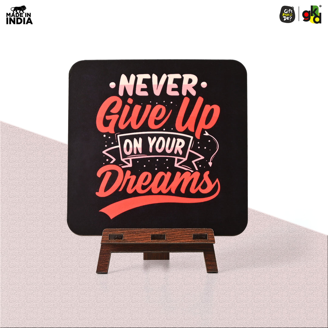 Motivational Table Top Frame for Desk | Inspirational Quotes for Office, Study, Home Decor | 6 Variants | Wooden Frame with Stand