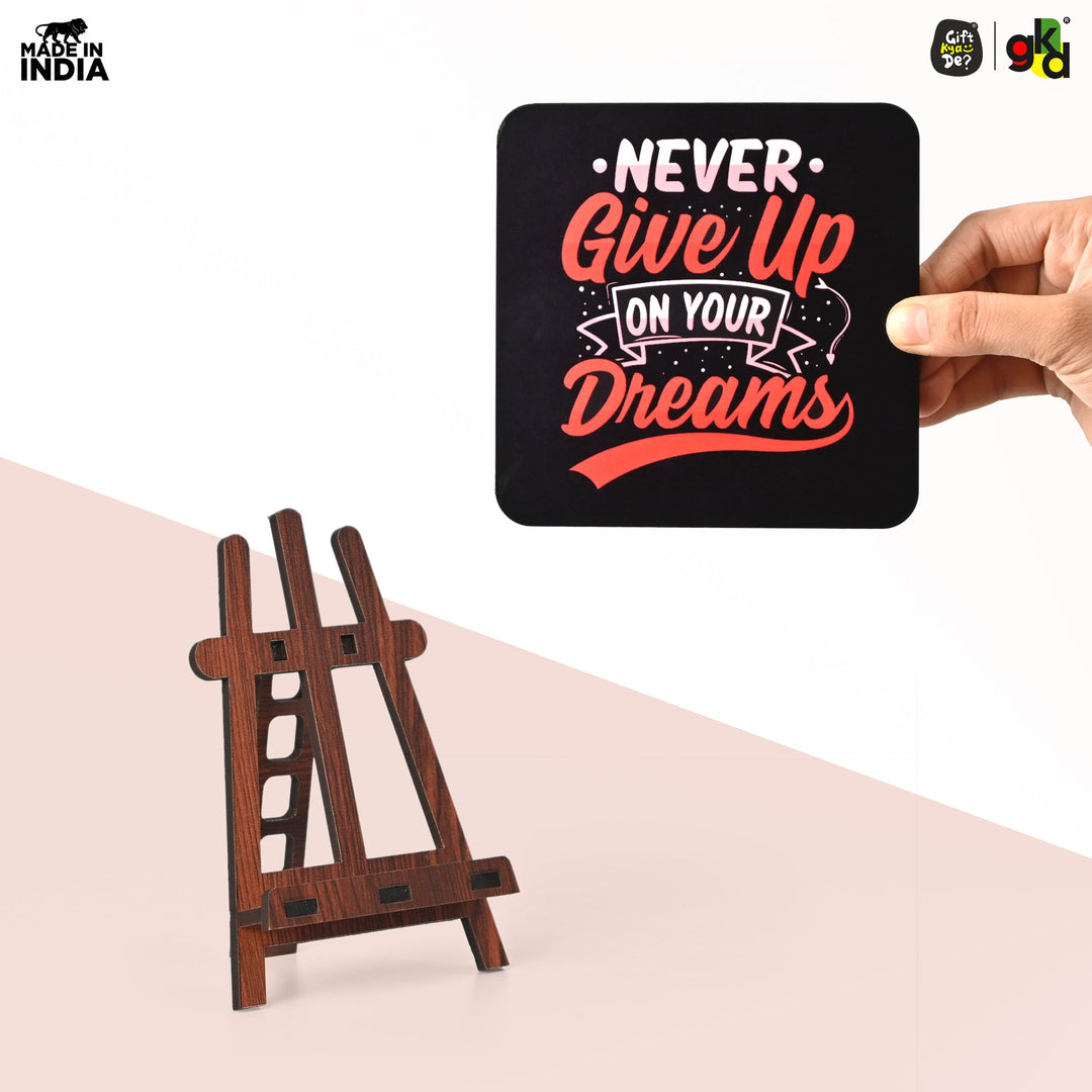 Motivational Table Top Frame for Desk | Inspirational Quotes for Office, Study, Home Decor | 6 Variants | Wooden Frame with Stand