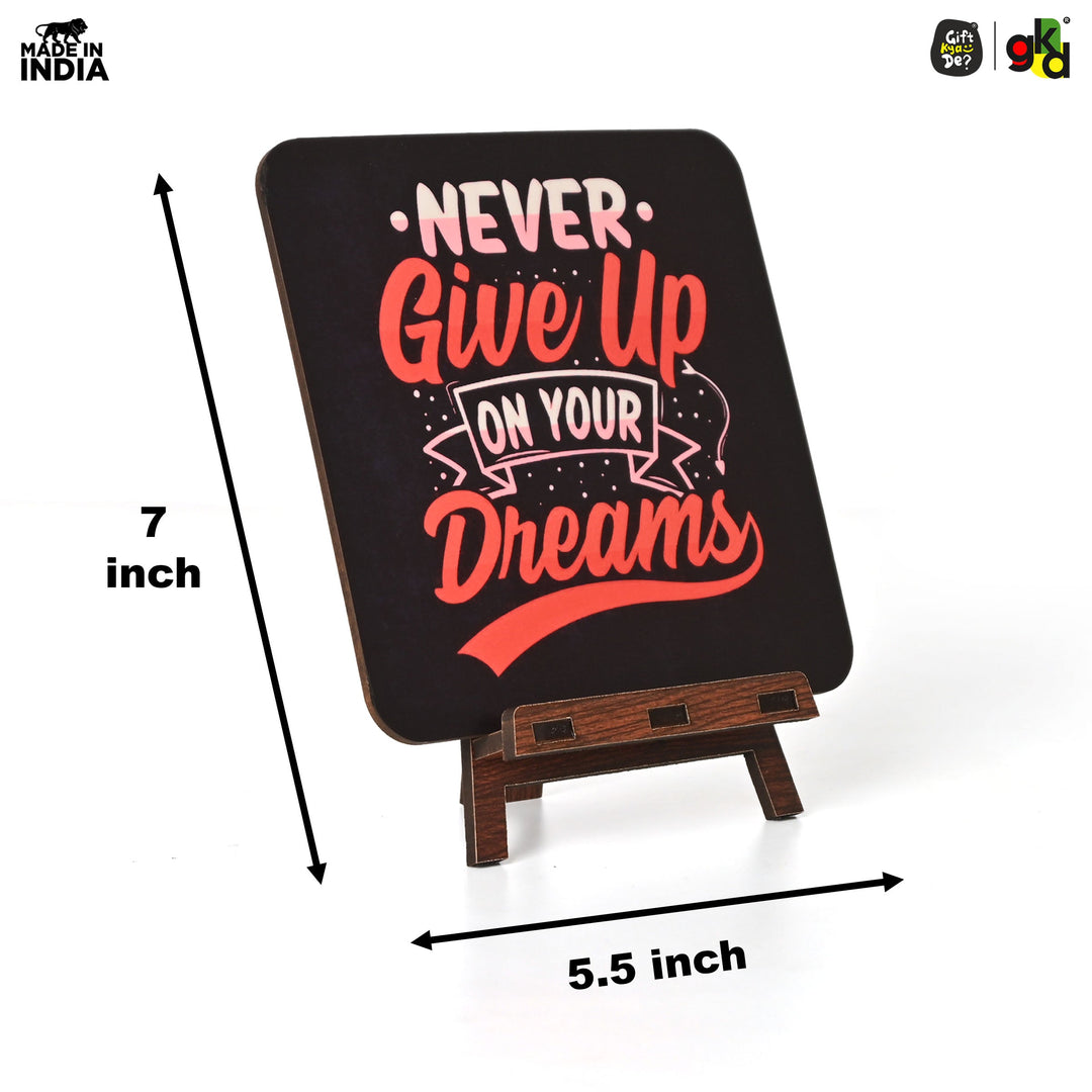 Motivational Table Top Frame for Desk | Inspirational Quotes for Office, Study, Home Decor | 6 Variants | Wooden Frame with Stand