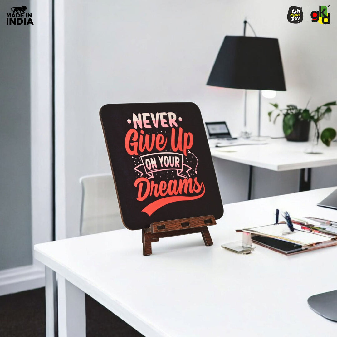 Motivational Table Top Frame for Desk | Inspirational Quotes for Office, Study, Home Decor | 6 Variants | Wooden Frame with Stand